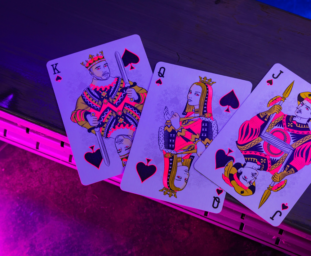 Bicycle Neon Rider Back Star-Fire Pink Deck Playing Cards by Card-Addiction.com