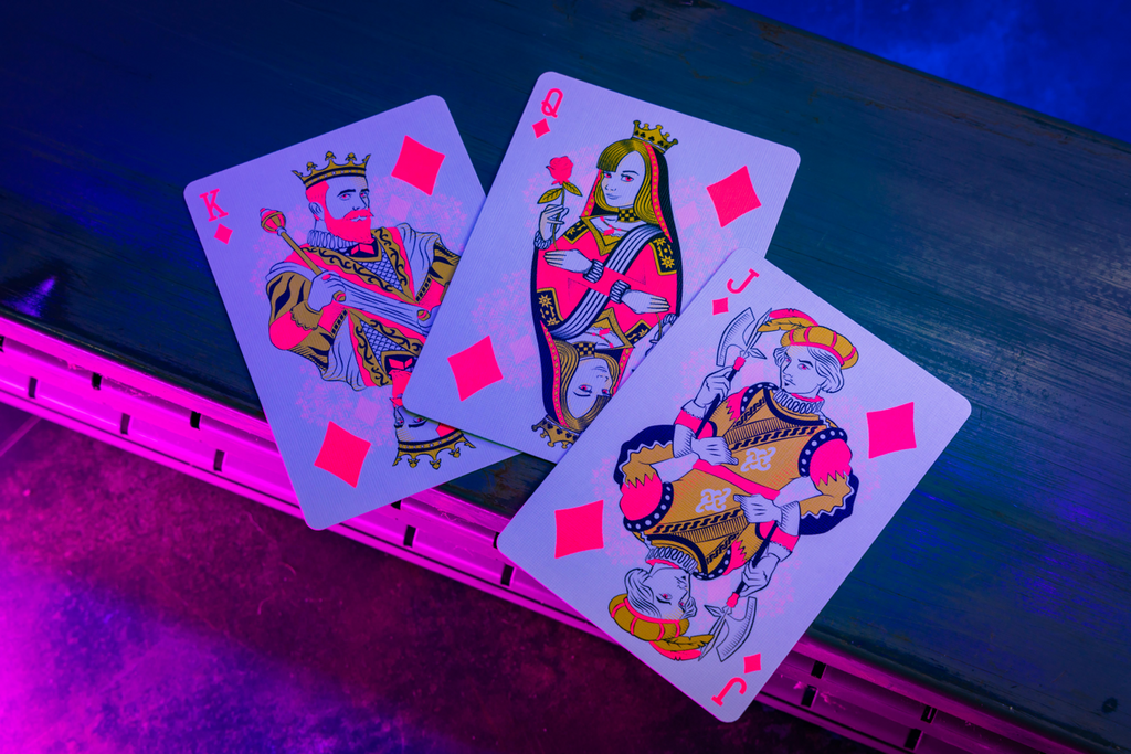 Bicycle Neon Rider Back Star-Fire Pink Deck Playing Cards by Card-Addiction.com