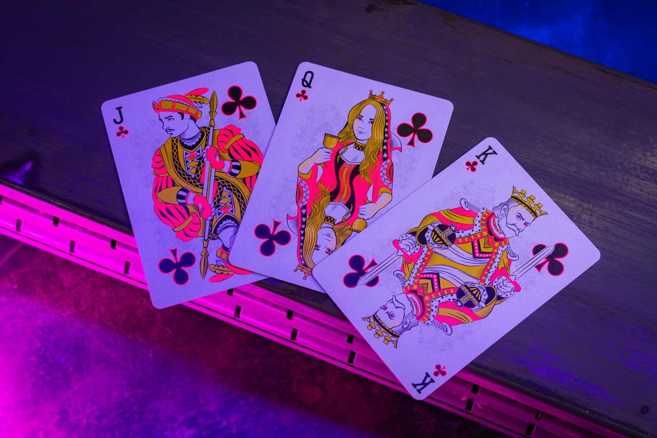 Bicycle Neon Rider Back Star-Fire Pink Deck Playing Cards by Card-Addiction.com