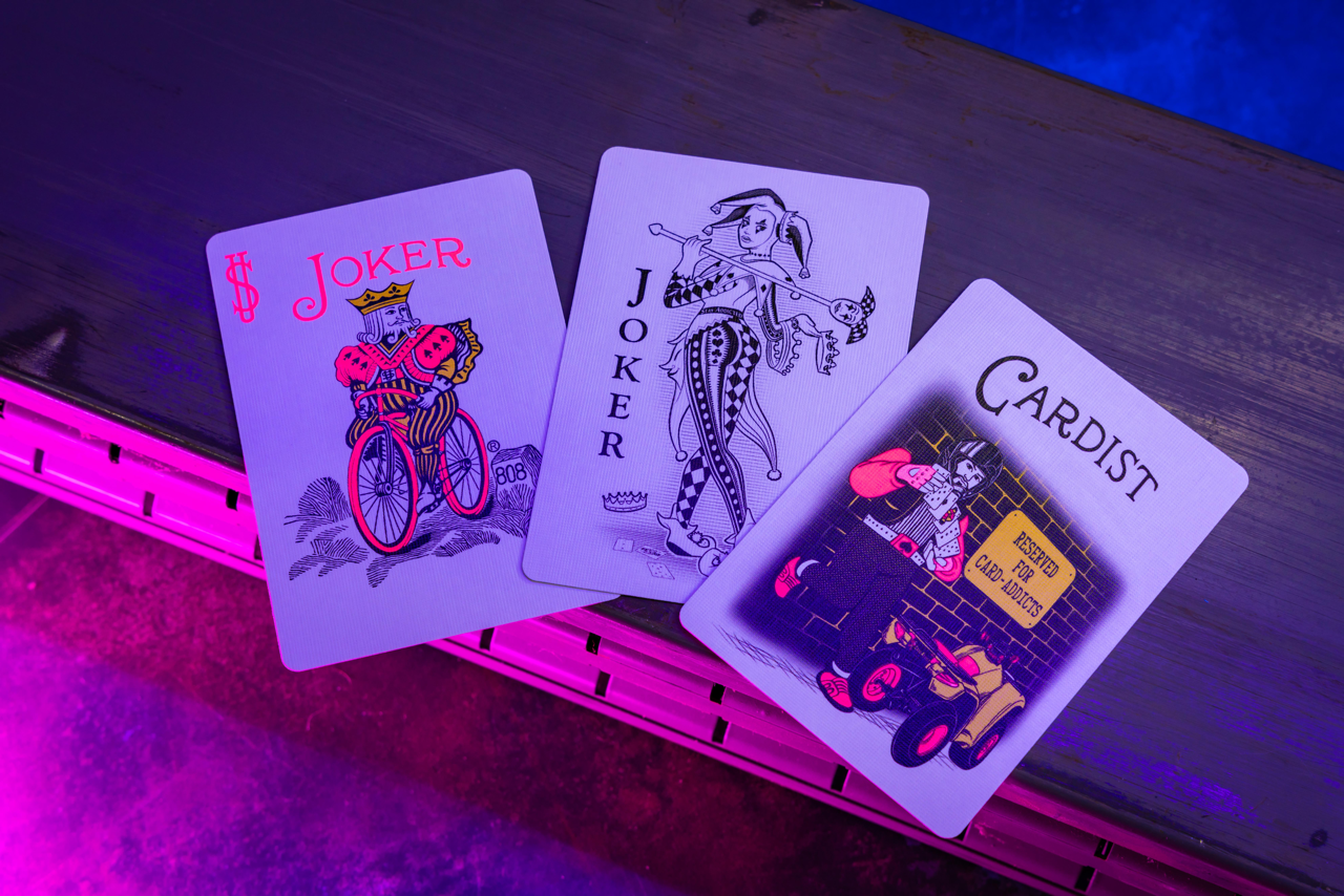 Bicycle Neon Rider Back Star-Fire Pink Deck Playing Cards by Card-Addiction.com