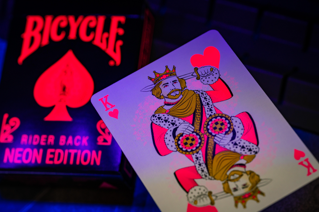 Bicycle Neon Rider Back Star-Fire Pink Deck Playing Cards by Card-Addiction.com