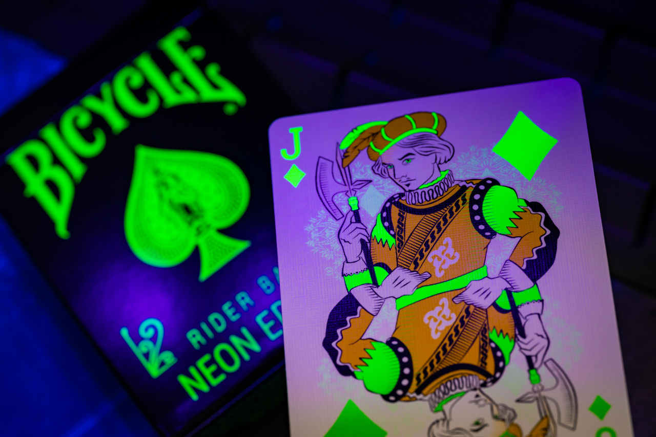 Bicycle Neon Rider Back Green-Glo Deck Playing Cards by Card-Addiction.com