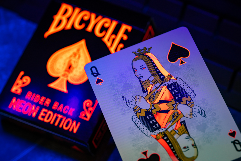 Bicycle Neon Rider Back Solar-Orange Deck Playing Cards by Card-Addiction.com