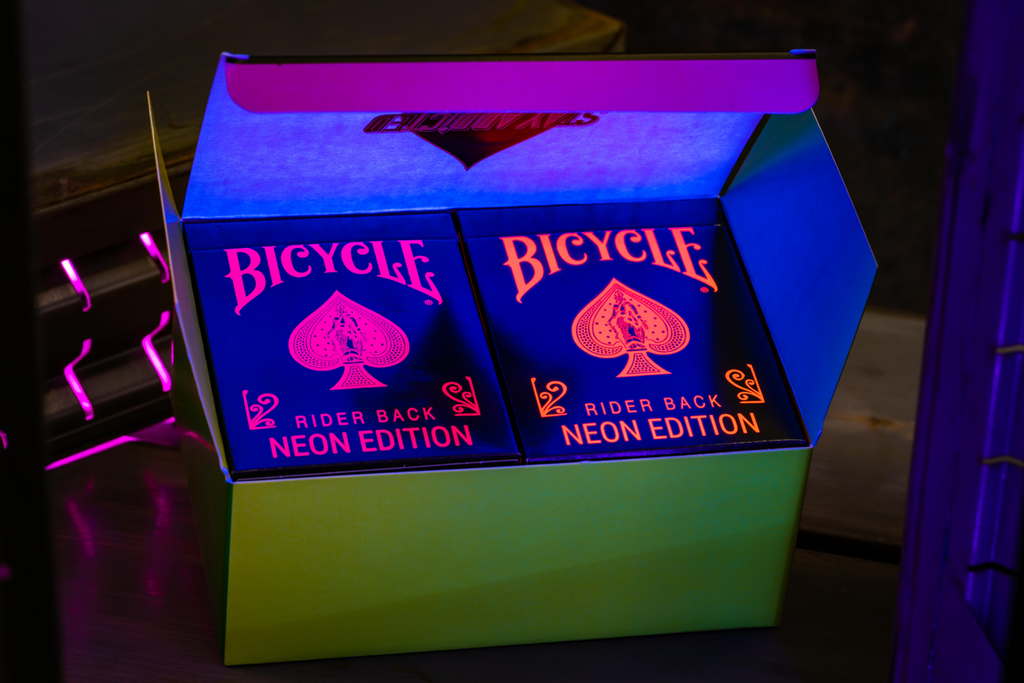 Bicycle Neon Rider Back Star-Fire Pink Deck Playing Cards by Card-Addiction.com