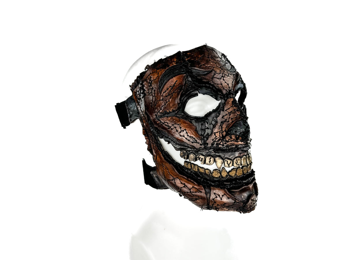 Genuine Leather Mask - GigaMyme Leatherface Edition - Handmade Mime Full Face Cover for Halloween, Performance or Cosplay Costume by Rockwell Masks