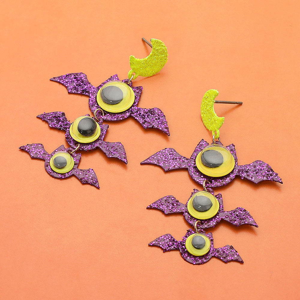 Halloween Bat Link Drop Dangle Earrings by Madeline Love