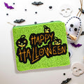 Happy Halloween Message Seed Beaded Halloween Mini Pouch Bag by Madeline Love