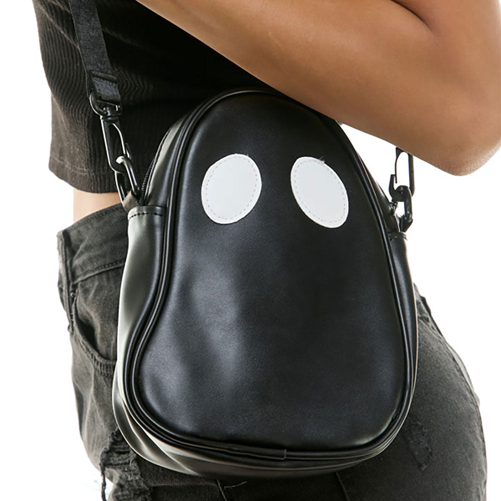 Faux Leather Cute Spooky Halloween Ghost Crossbody Bag by Madeline Love