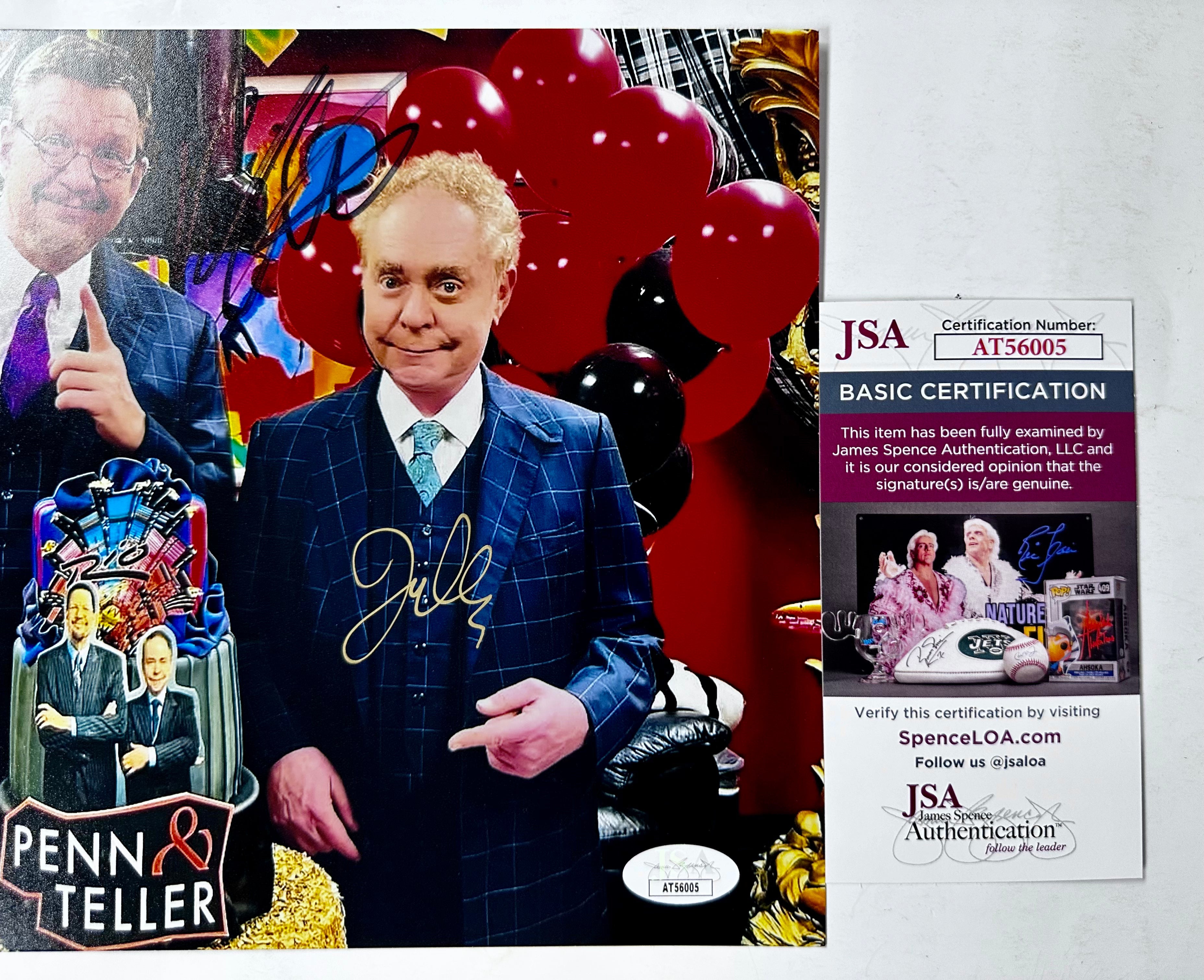 Penn & Teller Signed Entertainer Comedy Vegas Magician 8x10 Photo With JSA COA