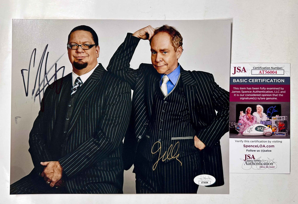 Penn & Teller Signed Entertainer Comedy Vegas Magician 8x10 Photo With JSA COA