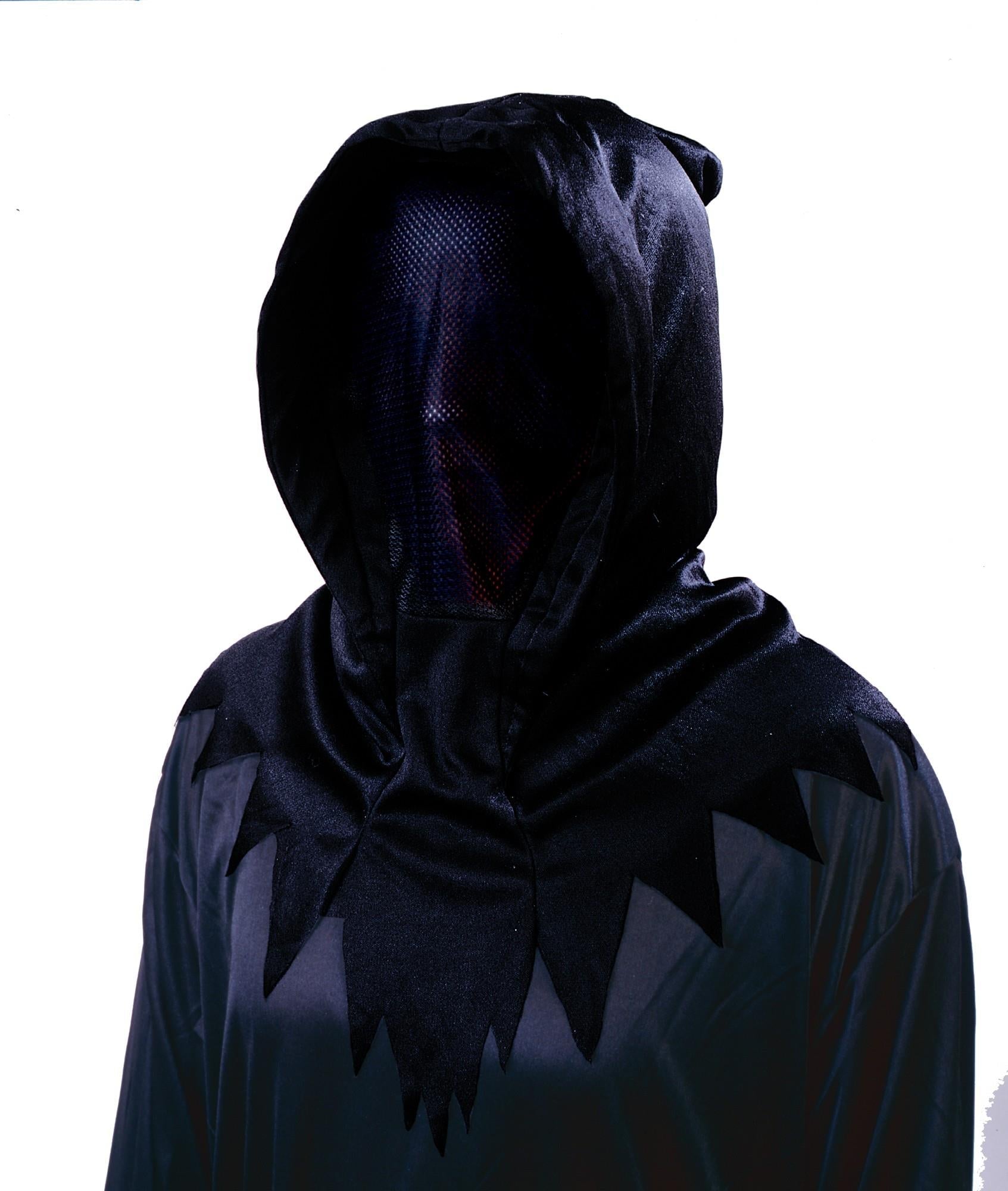 Deluxe Hidden Invisible Face Ghoul Ghost Shadow Man Black Hood Mask by HalloweenStore.com
