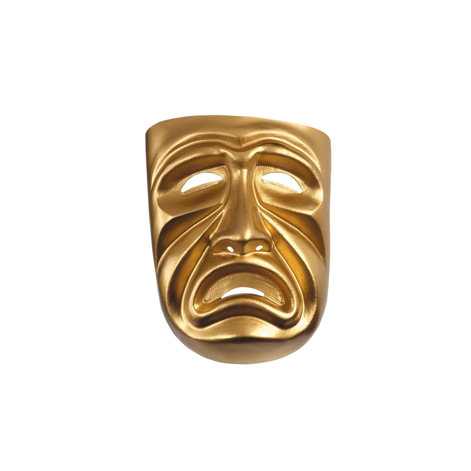 Gold Painted Tragedy Adult Mask Frown Sad Face by HalloweenStore.com