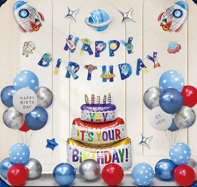 Outer Space Theme Party Decorations — Spaceship Balloon Set for Kids