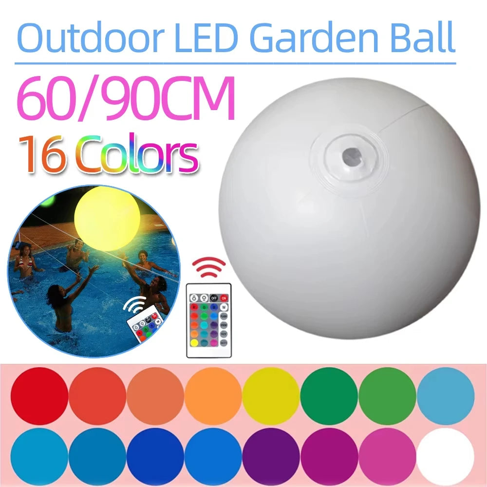 Inflatable Light-up Christmas Balls PVC Remote Control LED Flashing Beach Balloons Children's Christmas Party Supplies
