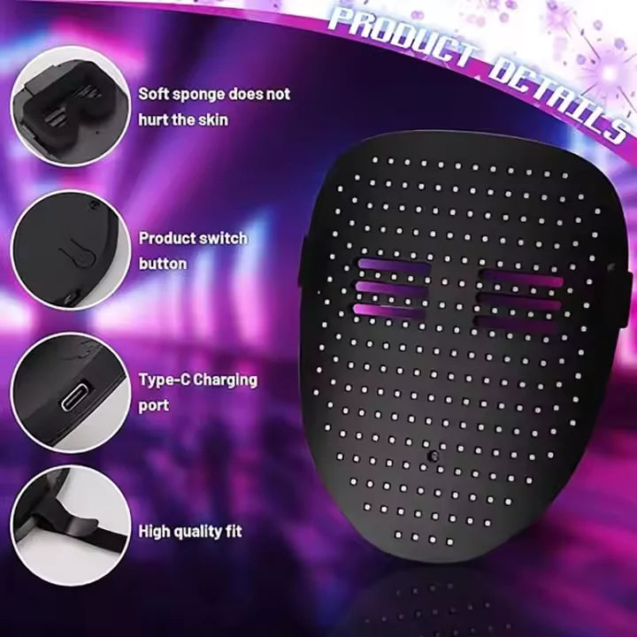 Shining Funny Custom DIY Face Mask Halloween Party LED Light Face Mask - Big Tim's Magic Emporium