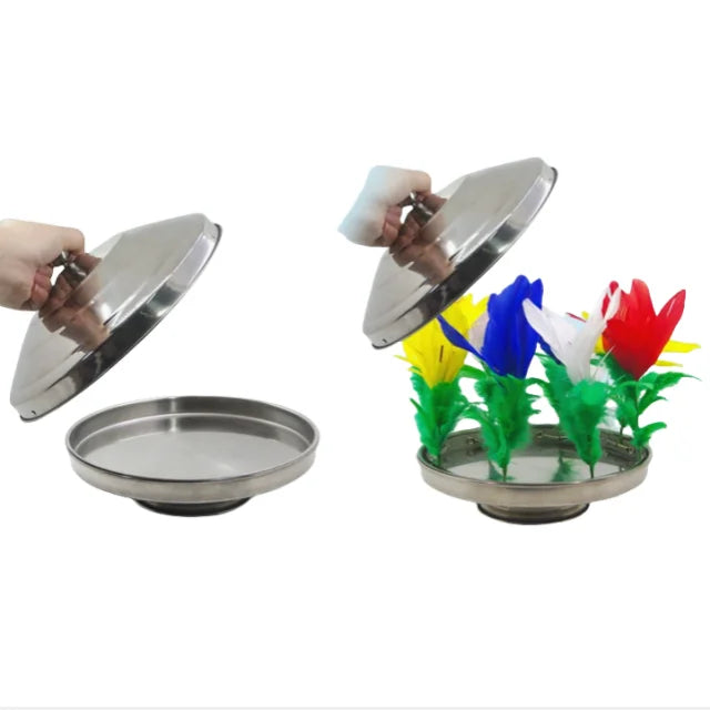 Classic Metal Fire to Flower and Pigeon Bowl Disappearing Stage Magic Tricks Illusions