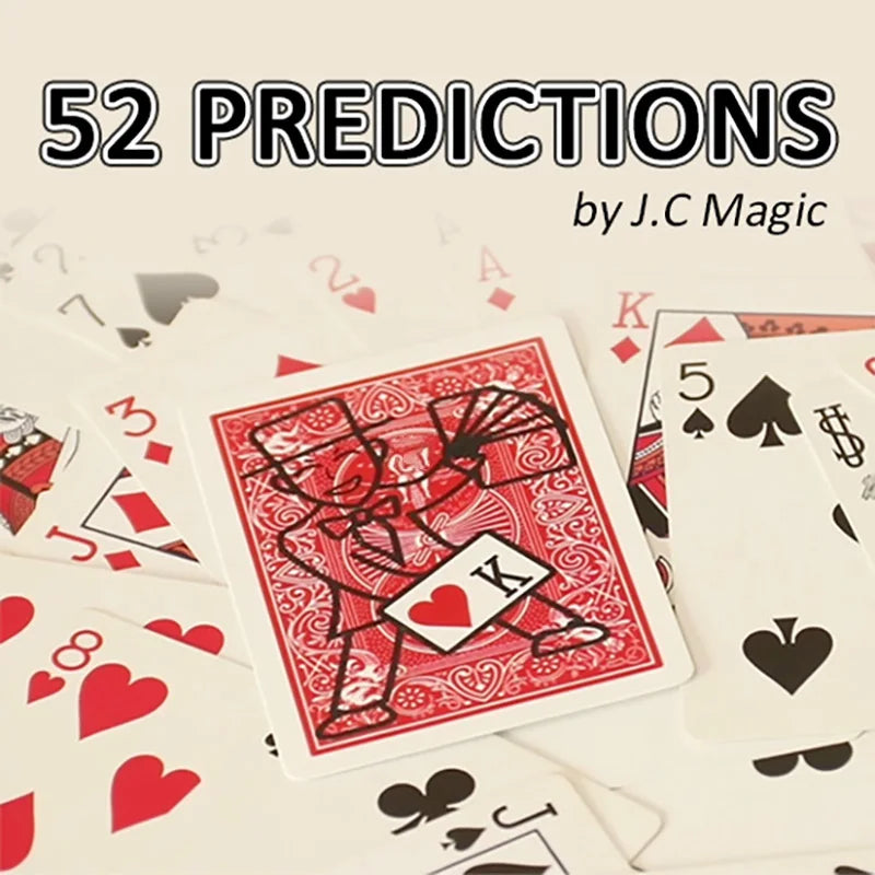 52 Predictions by J.C Magic Tricks Magician Close up Street Illusions Gimmicks Mentalism Props the Chosen Card Prediction Magia