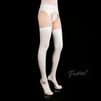 Glossy Faux Leather Mid-Waist Garter Belt with Metal Buckle Suspenders