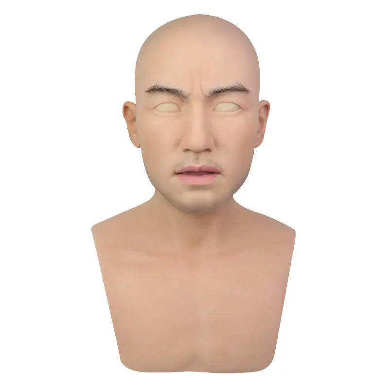 Realistic Real Human Party Mask with Neck Face Male Mask for Crossdresser Cosplay Costume Party