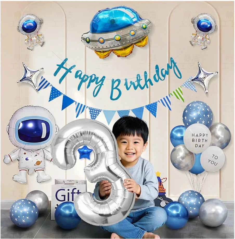 Outer Space Theme Party Decorations — Spaceship Balloon Set for Kids