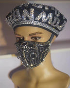 Full Rhinestone Embellished Glamour Beret Hat Stage Accessory