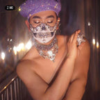Full Rhinestone Embellished Glamour Beret Hat Stage Accessory