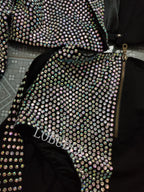 Sparkly Rhinestones Blazers Shorts Sexy 2 Pieces Set DJ Women Singer Nightclub Bar Concert Dance Costume Party Show Rave Outfit