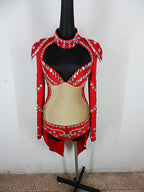 Rhinestone Swallowtail Showgirl Bodysuit – Tuxedo Tails Stage Performance Costume