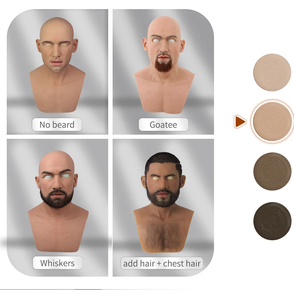 Artificial Silicone Male Mask Real Silicon Young Man Head for Human Face Cosplay Crossdressing Party Transgender Movie