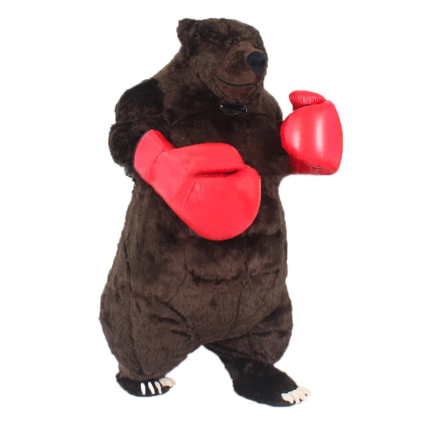 Furry Giant Boxing Bear Inflatable Costume Plush Simulation Brown Bear Costumes Mascot Adult Party Cosplay Suits