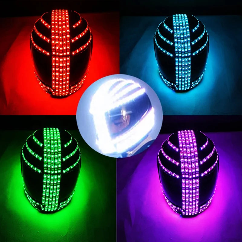 OEM RGB Dancer Jacket with LED Helmet Robot Stage Costumes Cosplay Suit for Nightclub Party Factory Supply Party Supplies