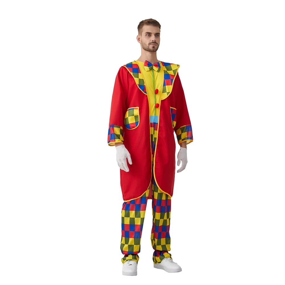 Men Carnival Party Cosplay Clown Suit Fancy Adult Clown Costume