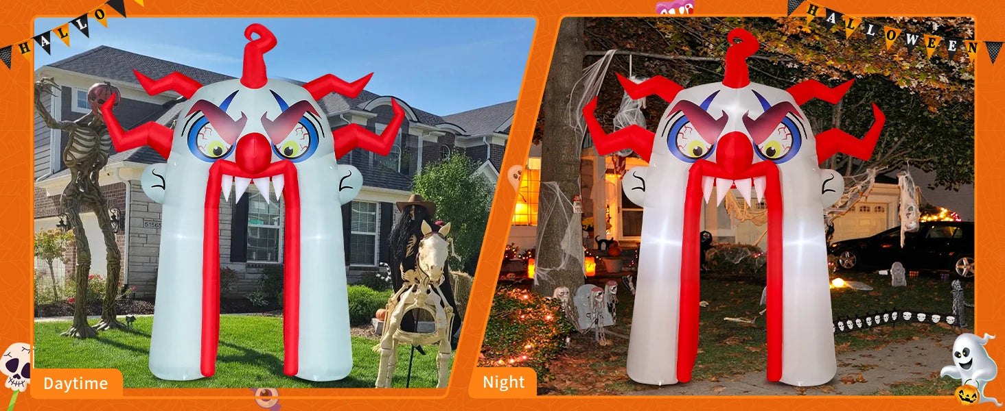 GOOSH 12.8 FT Halloween Inflatables Clown Archway Indoor & Outdoor Party Decor Built-in LEDs for Garden Lawn Yard Decorations