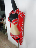 Rhinestone Swallowtail Showgirl Bodysuit – Tuxedo Tails Stage Performance Costume