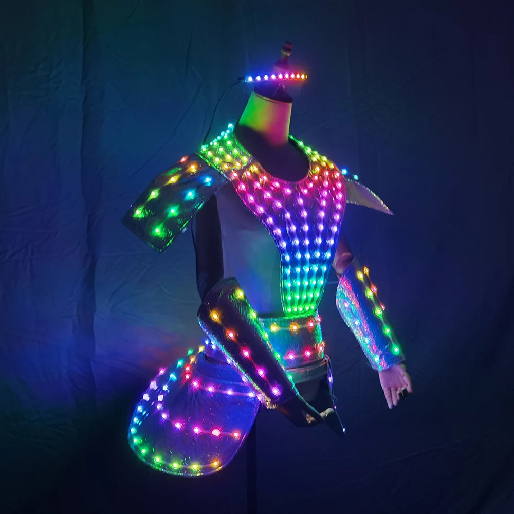 LED Dress for Women Future Technology Cosplay Costume With Sexy Silver Laser Skirt for DJ Singer Performance Stage Wear
