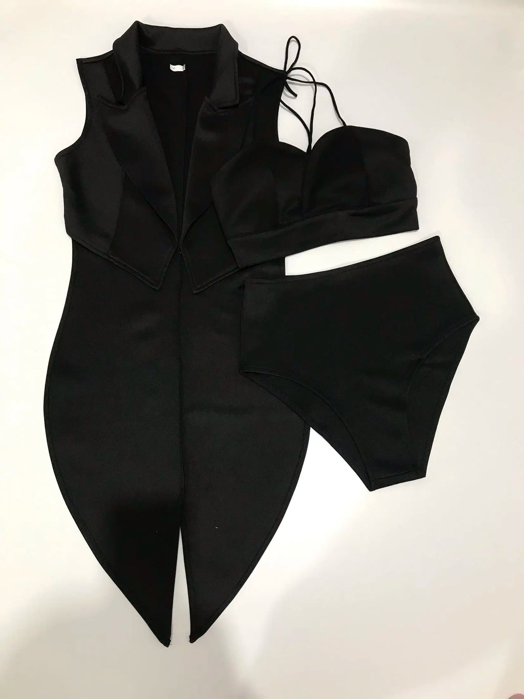Female Jazz Dance Team Costume Black Yellow Bikini Tailcoat 3 Pieces Set Women Singer Nightclub Sexy Stage Wear Cosplay Outfits