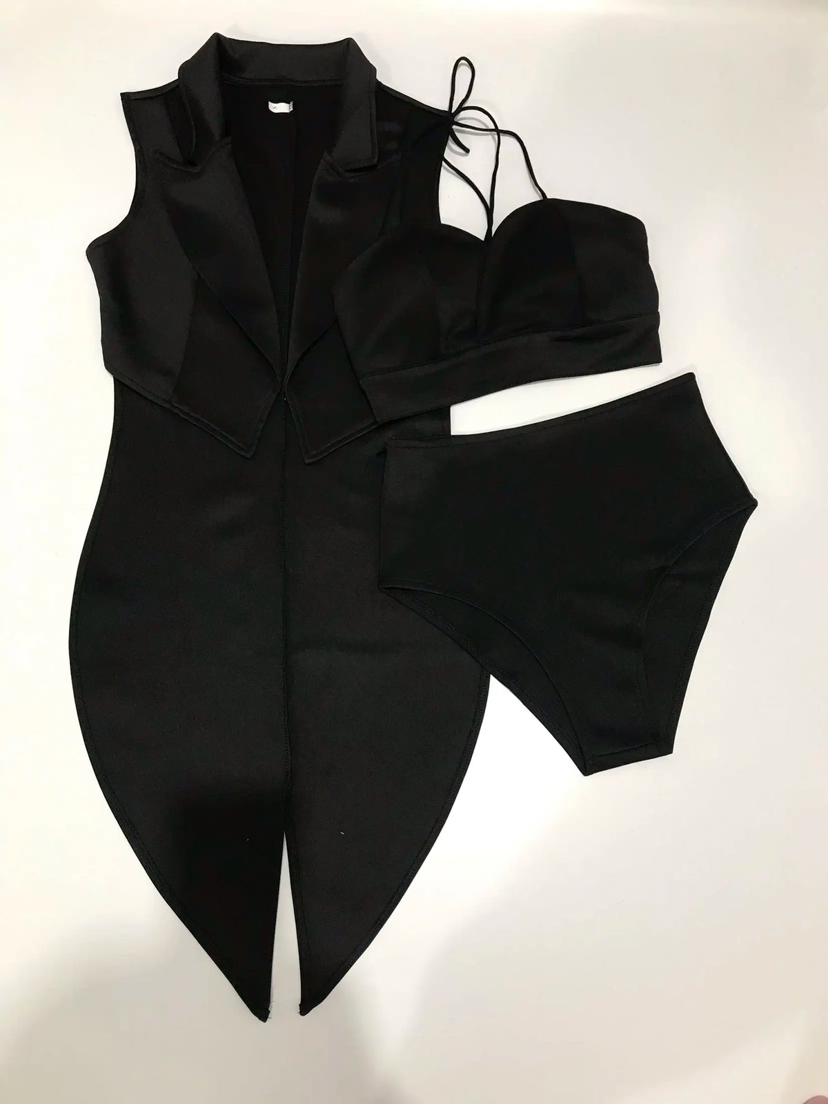 Female Jazz Dance Team Costume Black Yellow Bikini Tailcoat 3 Pieces Set Women Singer Nightclub Sexy Stage Wear Cosplay Outfits