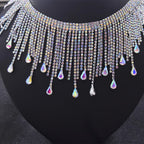 5YDS Crystal AB Rhinestone Fringe Trim 3.1" Tassel Applique Sew-On Stage Costume Border