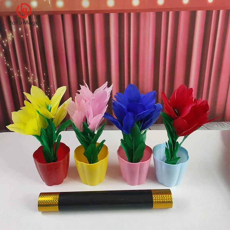 1Set Magic Wand Turns Into Four Flower Cane to Flowers Magic Tricks Stage Wand Magia Mentalism Illusion Gimmick Props Magician