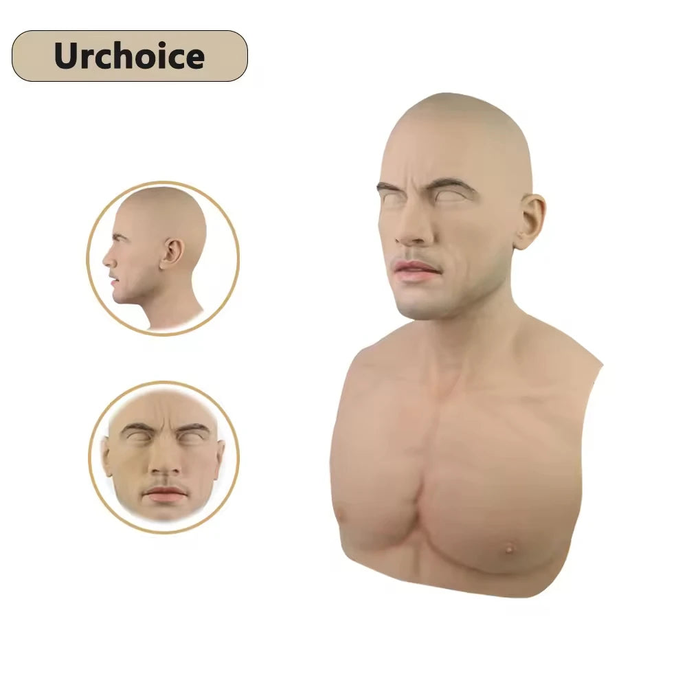 Halloween Party Disguise Headgear Full Silicone Head Mask Male Actor for Filming Movie Props Masquerade Ball Cosplay