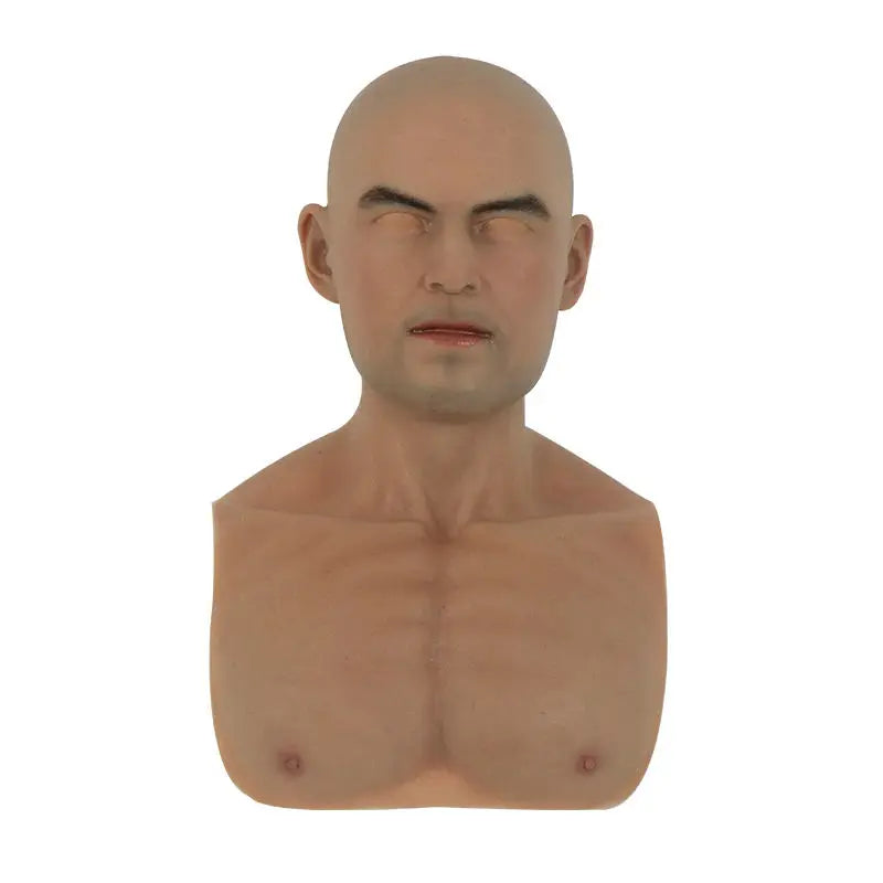 Realistic Real Human Party Mask with Neck Face Male Mask for Crossdresser Cosplay Costume Party