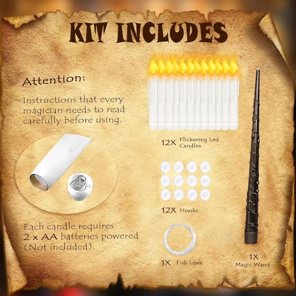 12/20PCS Floating Candles with Wand Remote Magic LED Hanging Taper Light Battery Operated Warm Yellow Candle Wedding Atmosphere