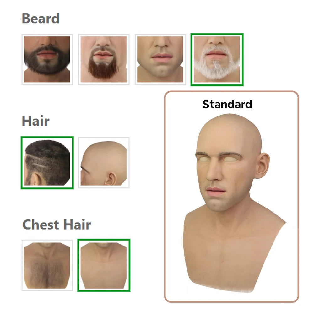 Artificial Silicone Male Mask Real Silicon Young Man Head for Human Face Cosplay Crossdressing Party Transgender Movie