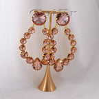 Sparkly Glass Crystal Oval Statement Drop Earrings Drag Queen Stage Jewelry