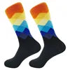 Men's Funny Socks Fine Paragraph Diamond Pattern Argyle Three-dimensional Tube Geometric Funny Large Size Combed Cotton