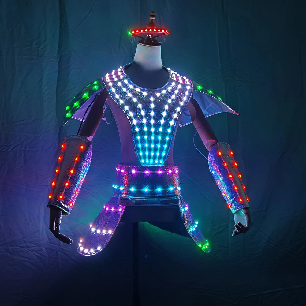 LED Dress for Women Future Technology Cosplay Costume With Sexy Silver Laser Skirt for DJ Singer Performance Stage Wear