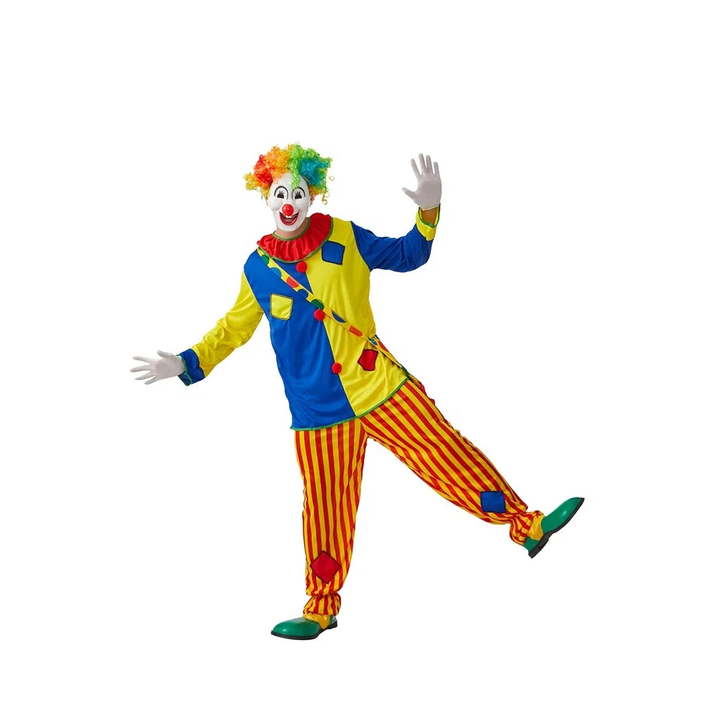 Men Carnival Party Cosplay Clown Suit Fancy Adult Clown Costume