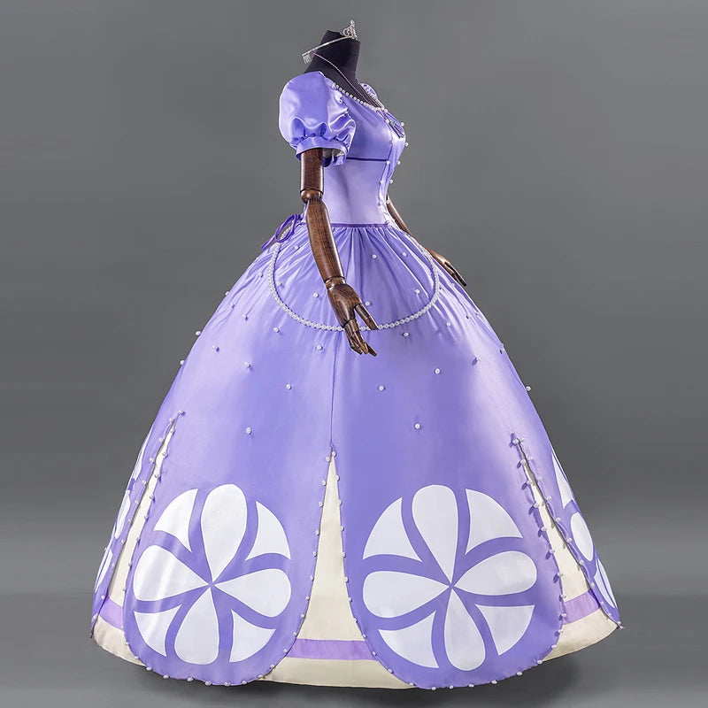 Princess Sofia Costume Set — Layered Dress, Crown & Necklace | Adult & Kids - Big Tim's Magic Emporium