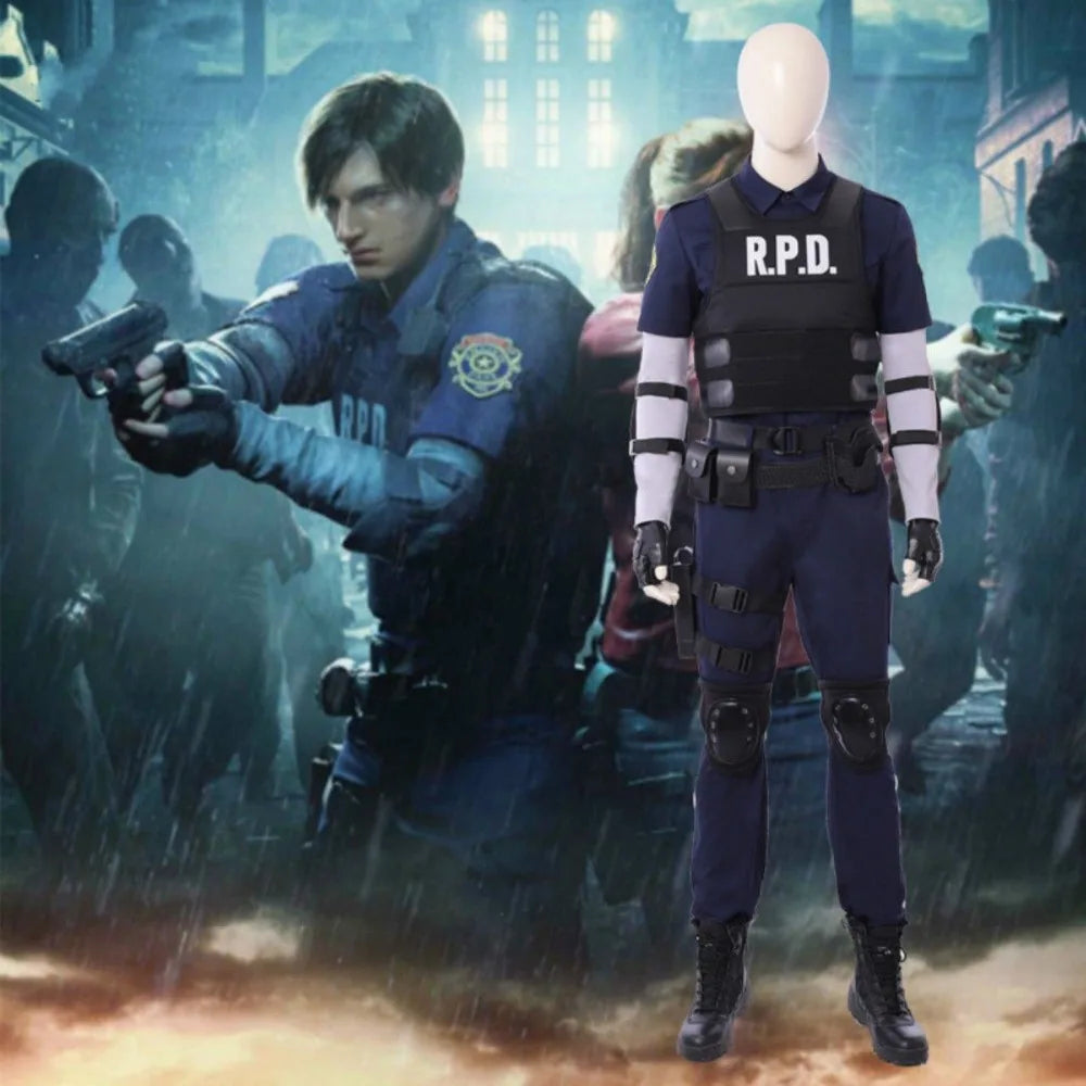 High-quality RE2 Leon Cosplay Costume survival horror games Halloween costumes Leon Scott Kennedy Costume - Big Tim's Magic Emporium
