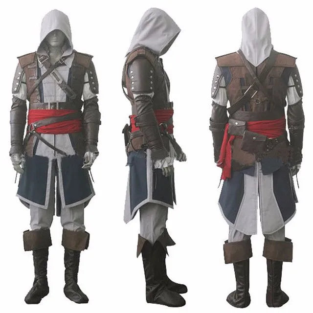 Uniform Outfits Complete Customization Suit Halloween PartyAssassins Cosplay Edward Costume Creed Black Flag Kenway Men Women
